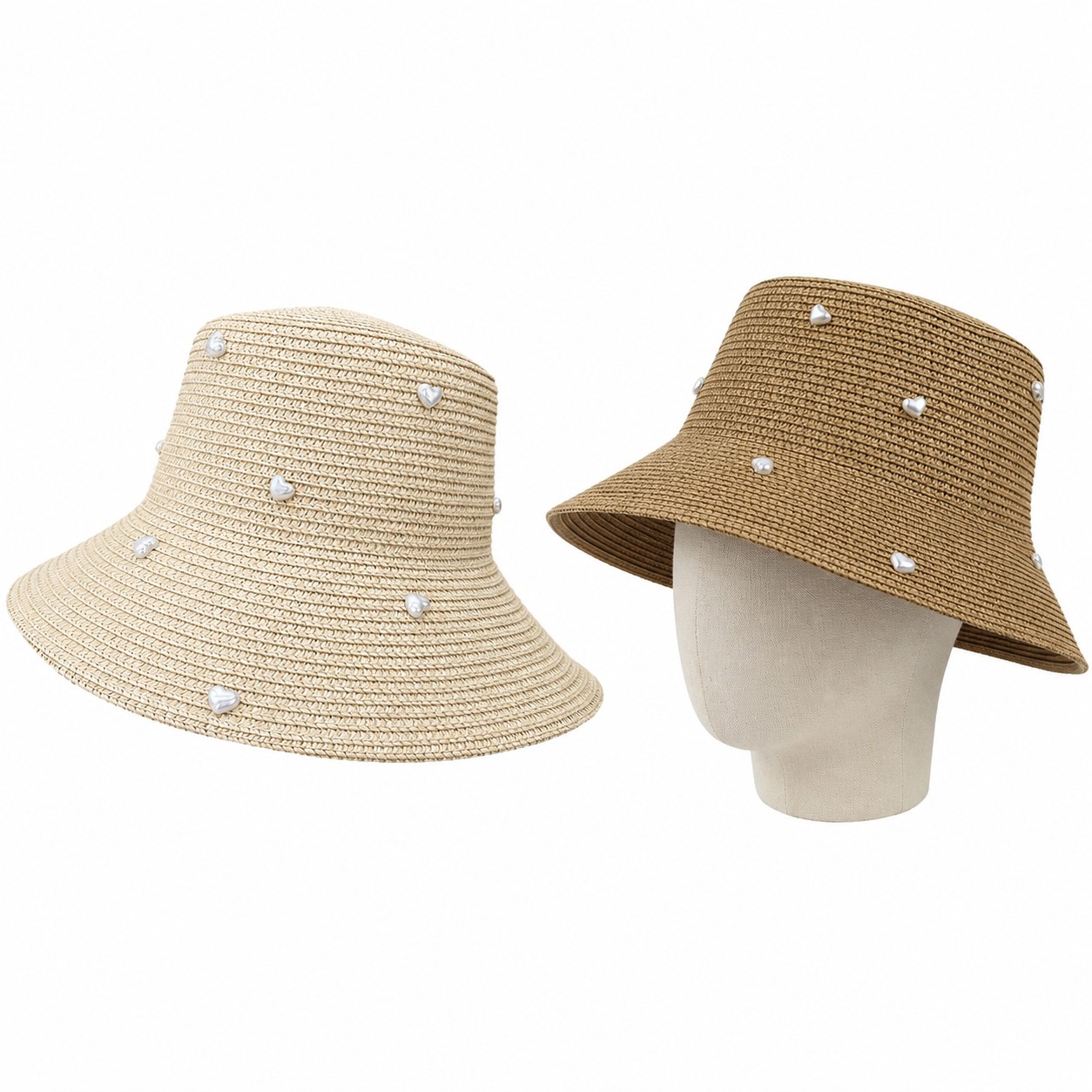 Pearl Straw Bucket Sun Hat