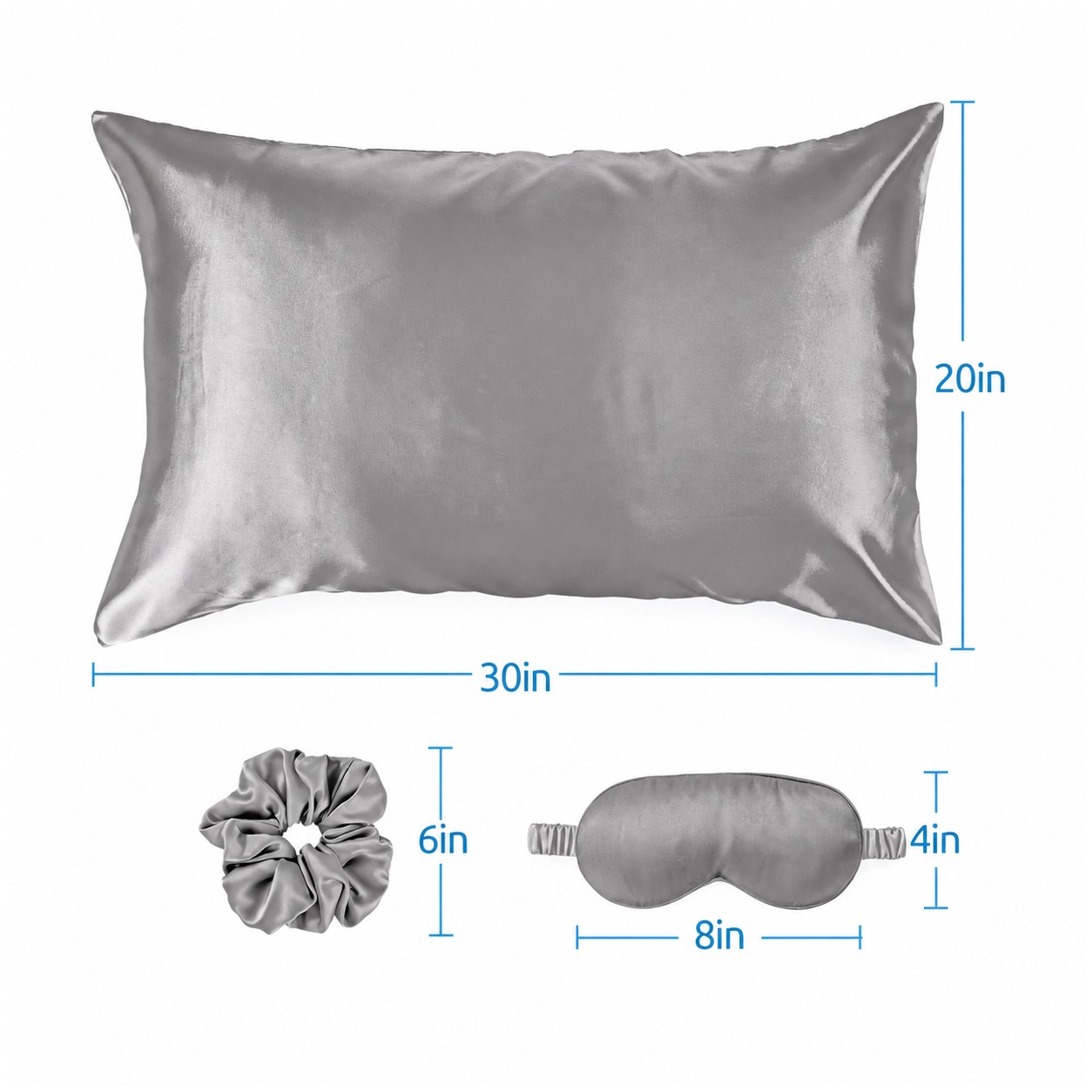 Satin Sleep Set With Pillowcase — Gray