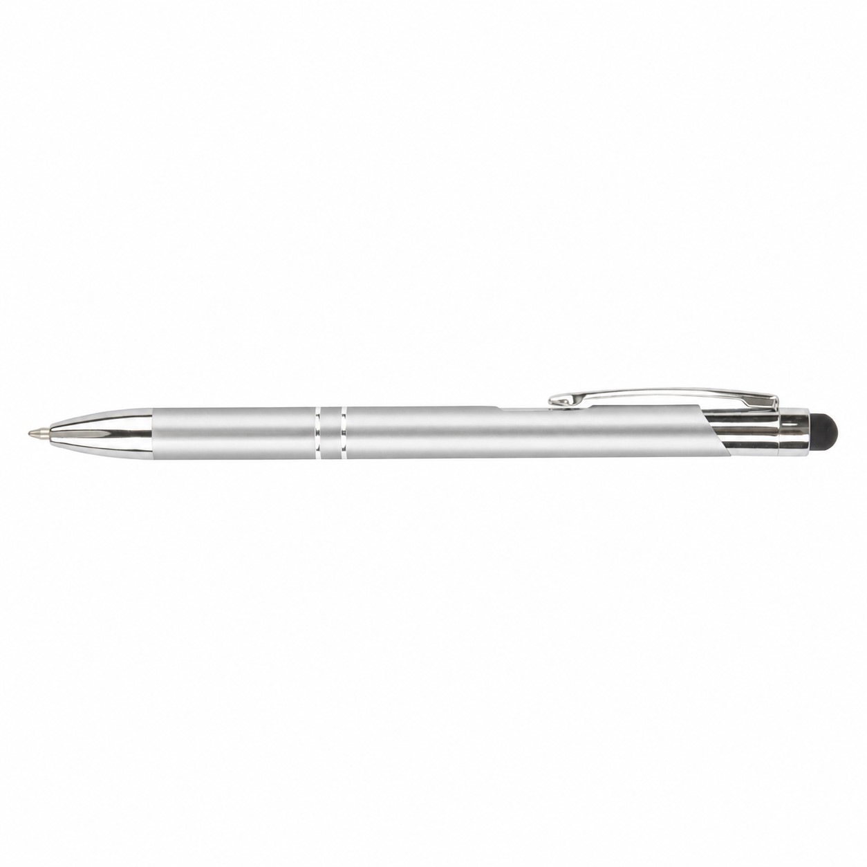Glossy Aluminum Stylus Ballpoint Pen — Silver