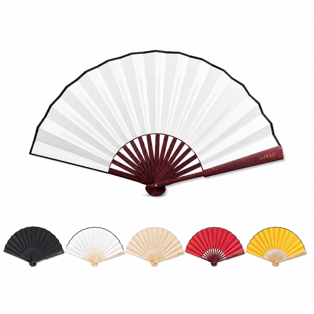 Wide Bamboo Rib Folding Silk Hand Fan