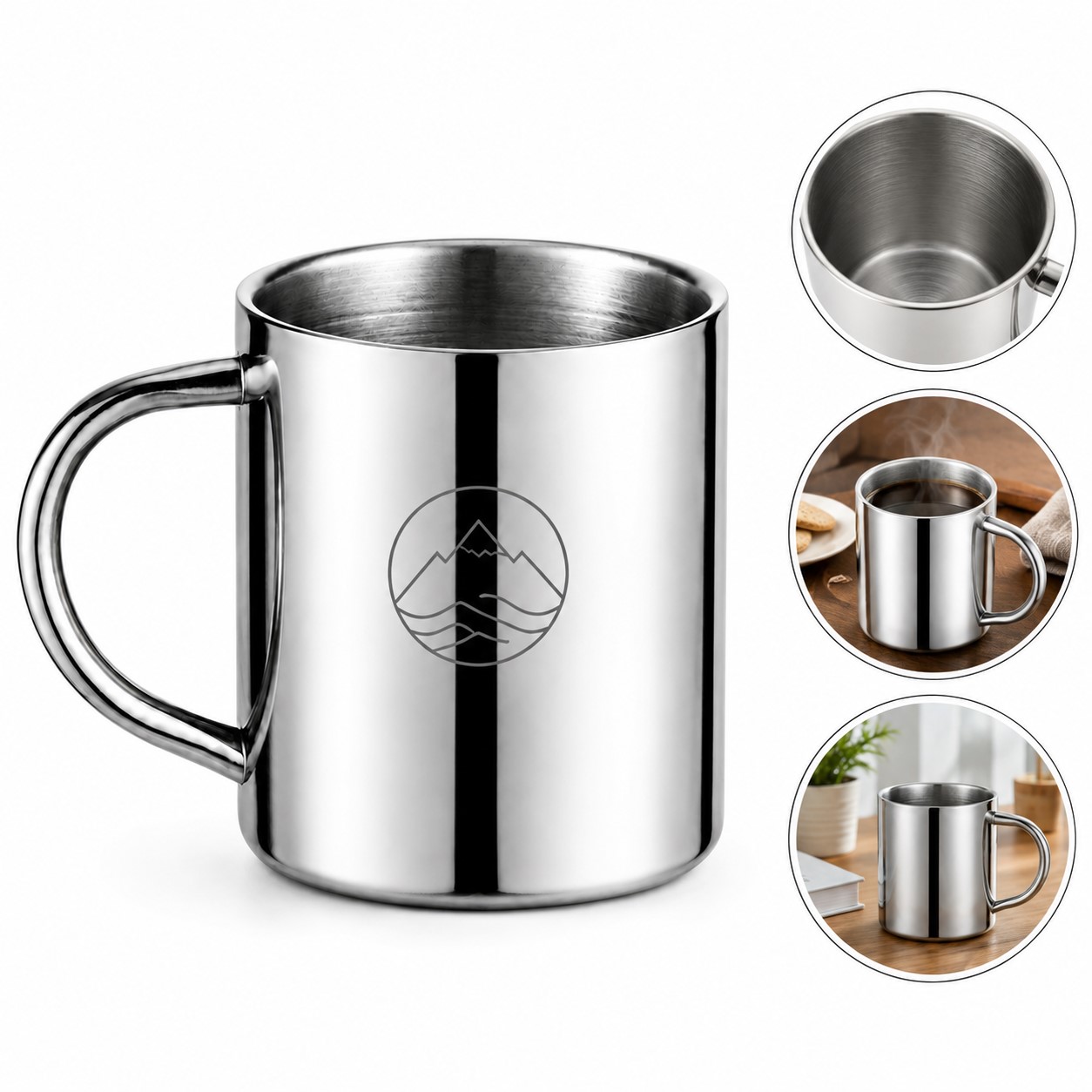 17 Oz Lidded Double Wall Stainless Steel Mug