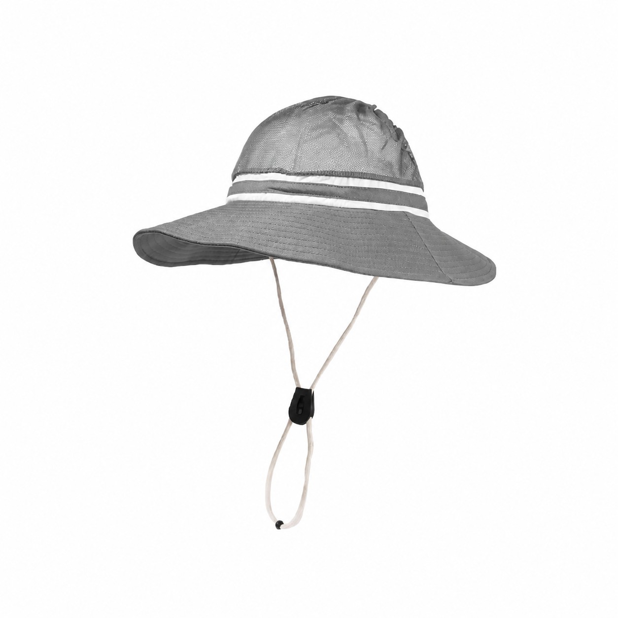 Polyester Mesh Crown Sun Hat — Gray