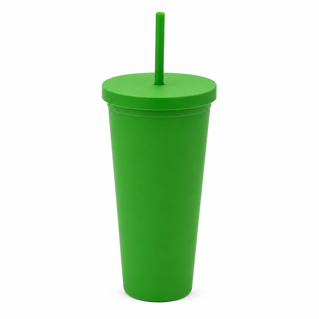 Double Wall Plastic Straw Tumbler — Green
