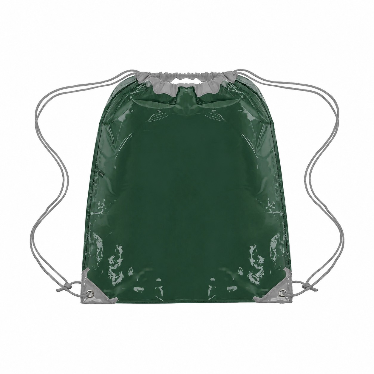 Clear PVC Drawstring Bag — Forest Green