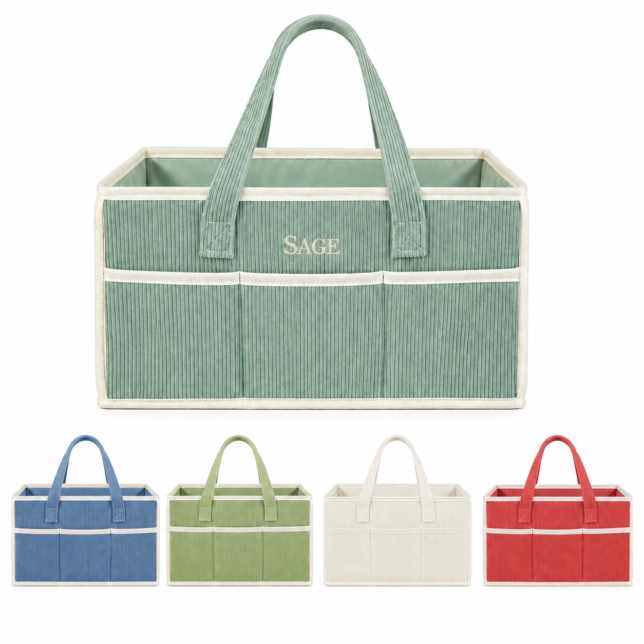 Corduroy Diaper Tote With Removable Dividers