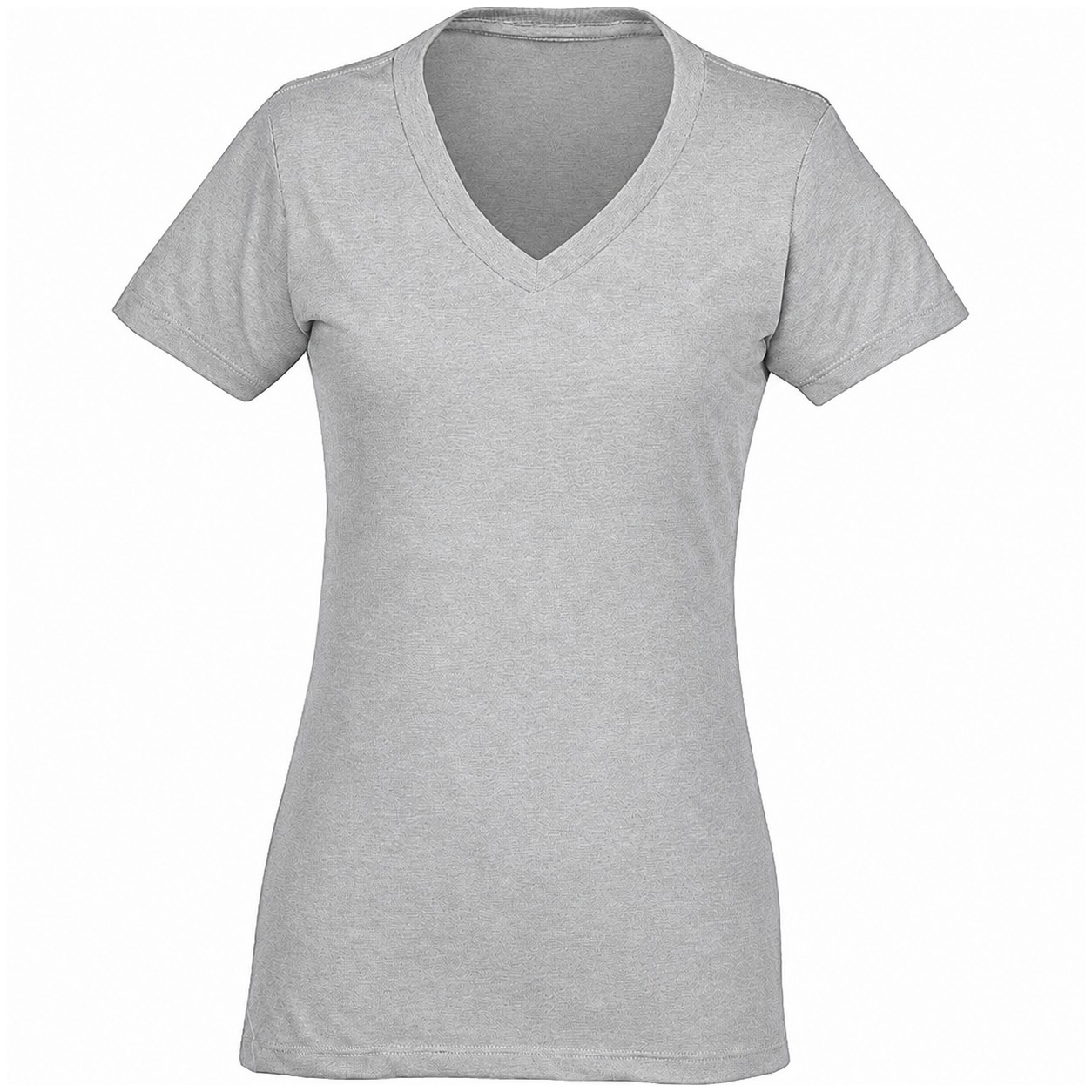 Ladies V Neck Cotton Polyester Tee — Silver