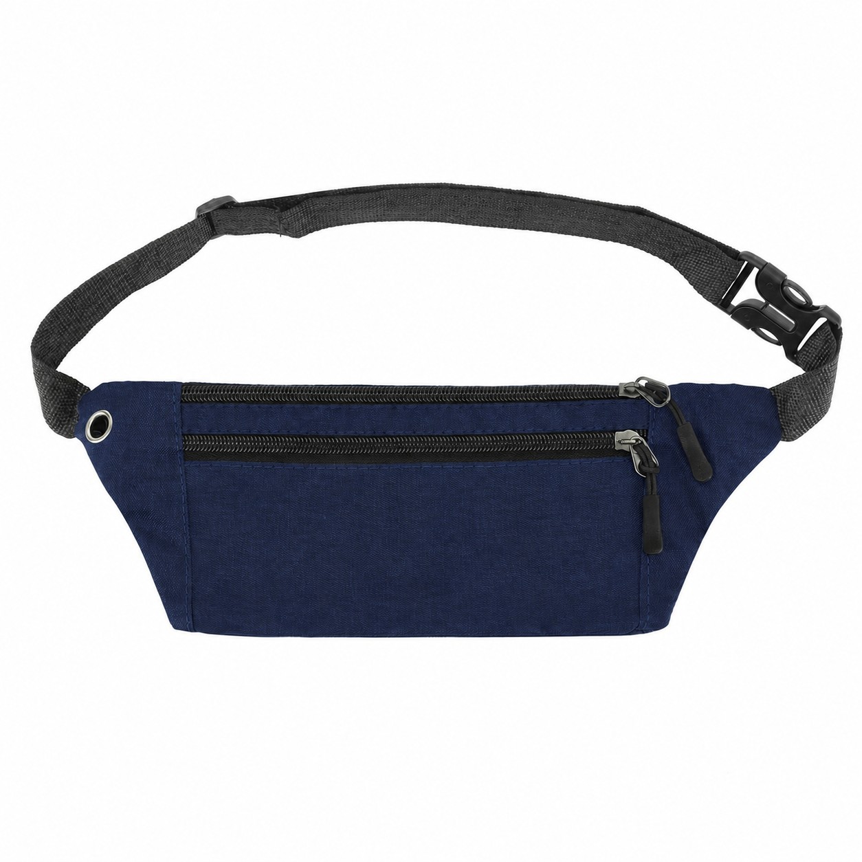 Fanny Pack With Three Zippered Pockets — Navy Blue