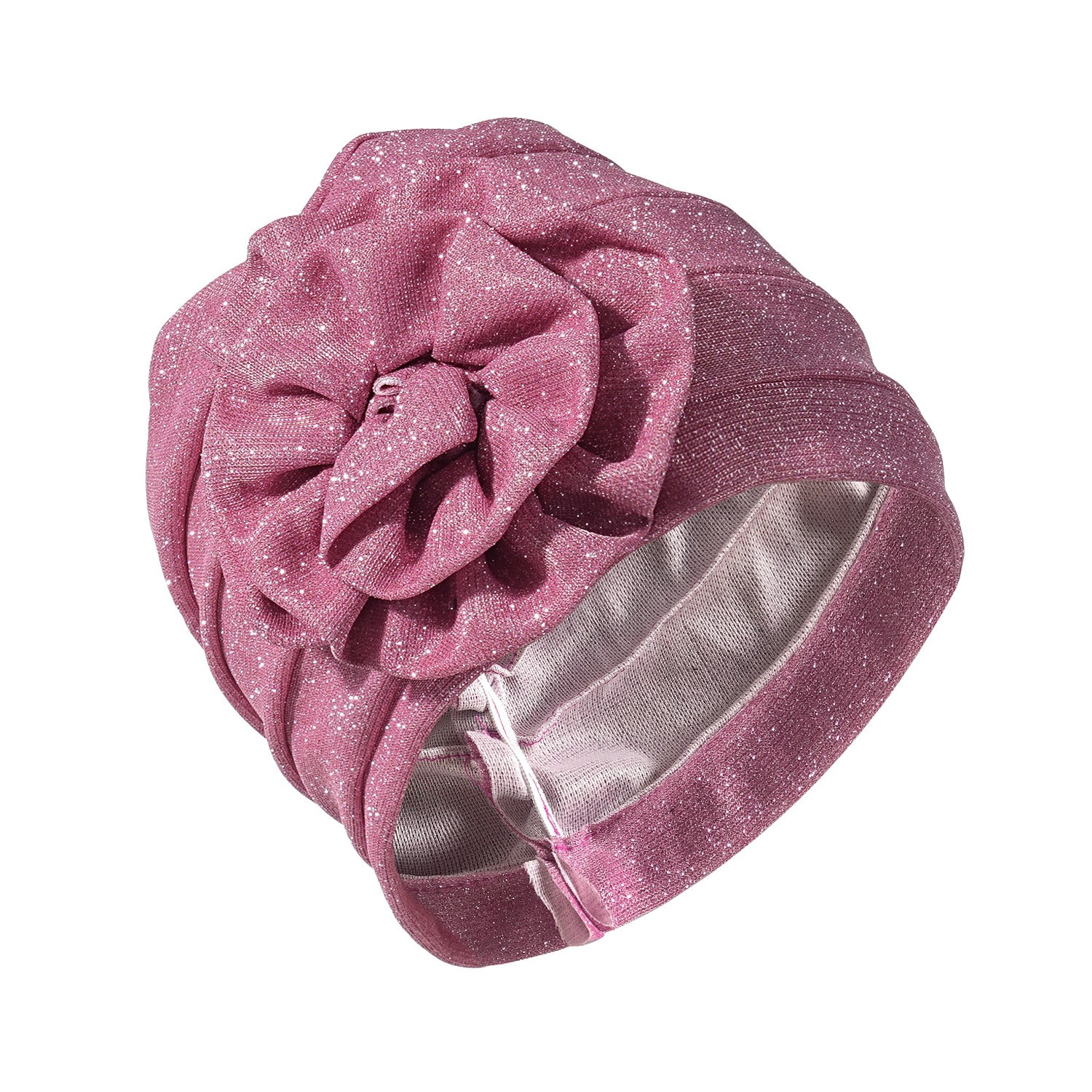 Shimmer Polyester Flower Turban Hat — view 2