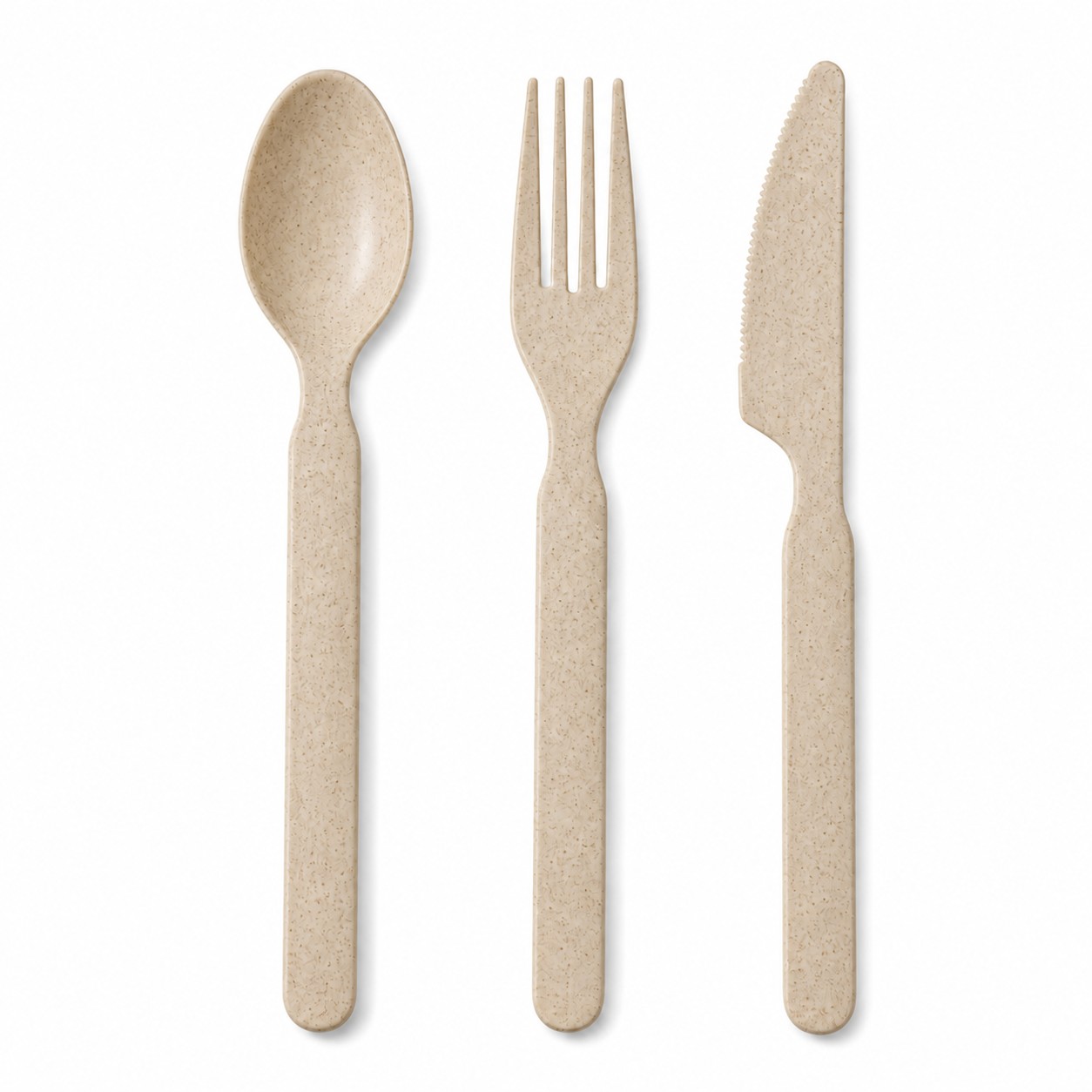 Wrapped Plastic Disposable Cutlery Set — Natural Beige