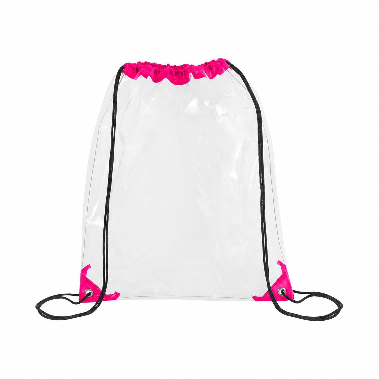Metal Grommets PVC Drawstring Bag — Fuchsia Pink
