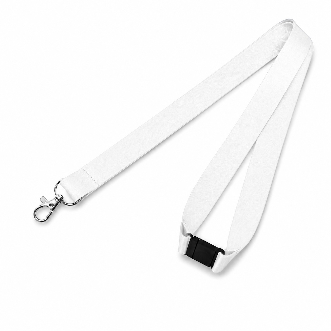 Polyester Breakaway Lobster Clip Lanyard — White