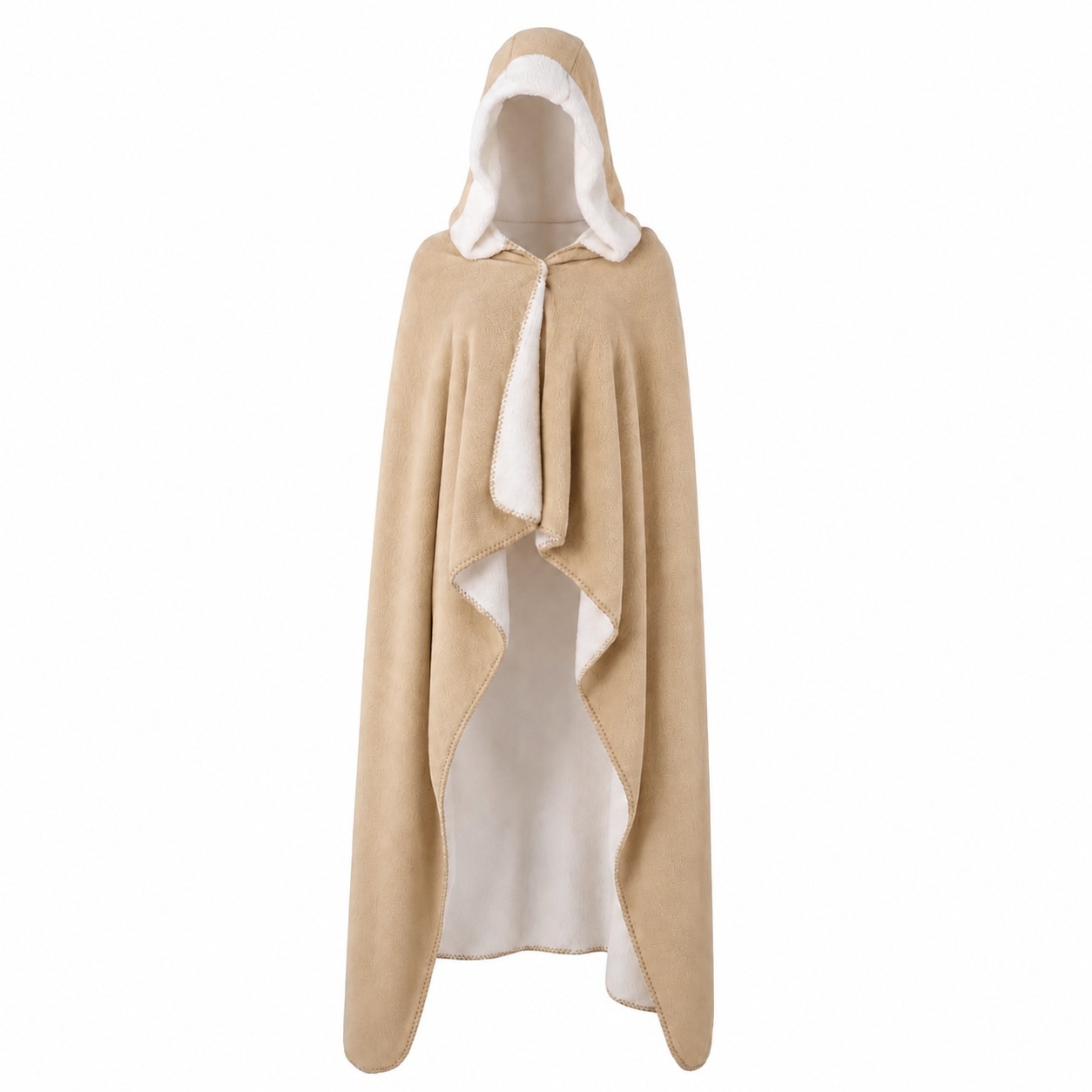 Hooded Sherpa Wearable Blanket — Tan Beige