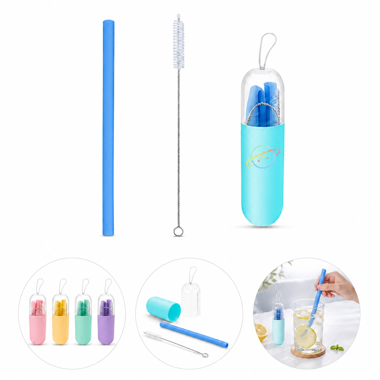 Foldable Silicone Drinking Straw Set