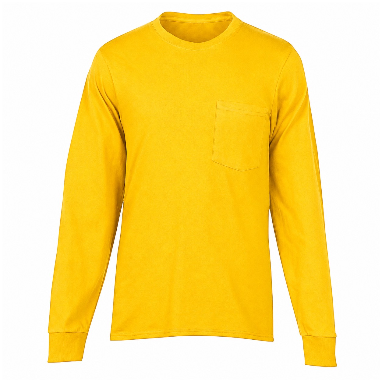 Cotton Pocket Long Sleeve Shirt — Yellow