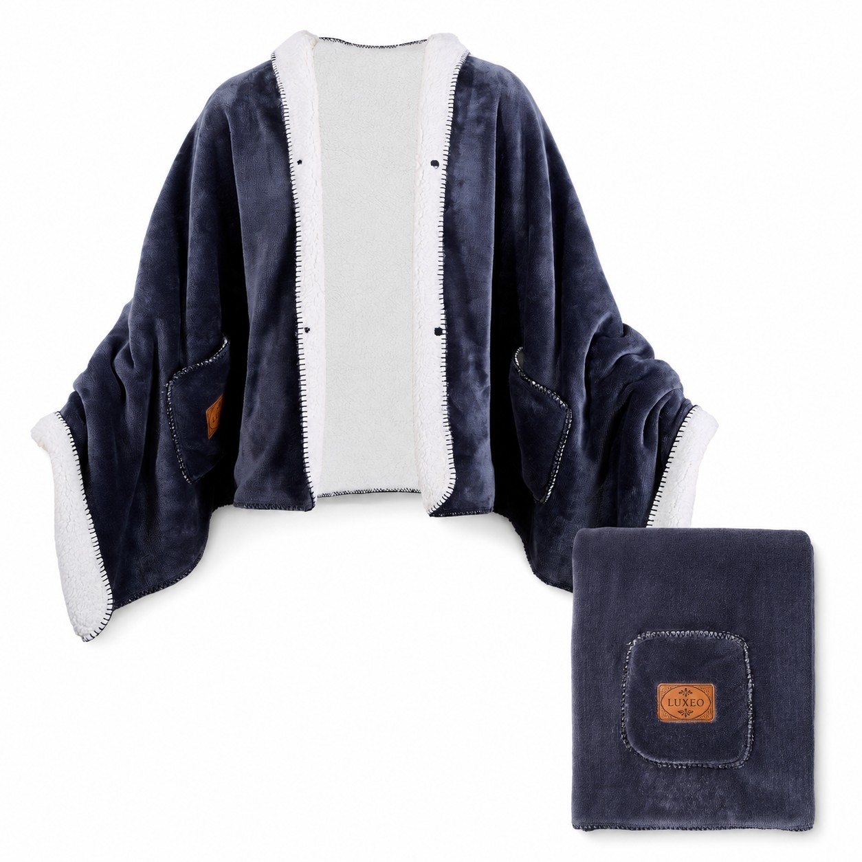 Pocketed Sherpa Shawl Blanket