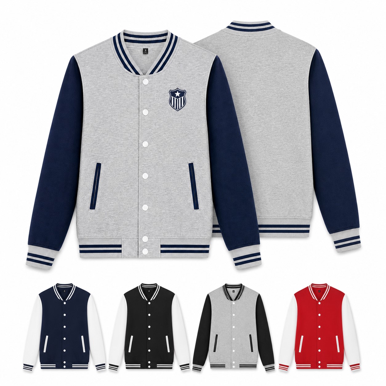 Polyester Snap Front Baseball Team Jacket