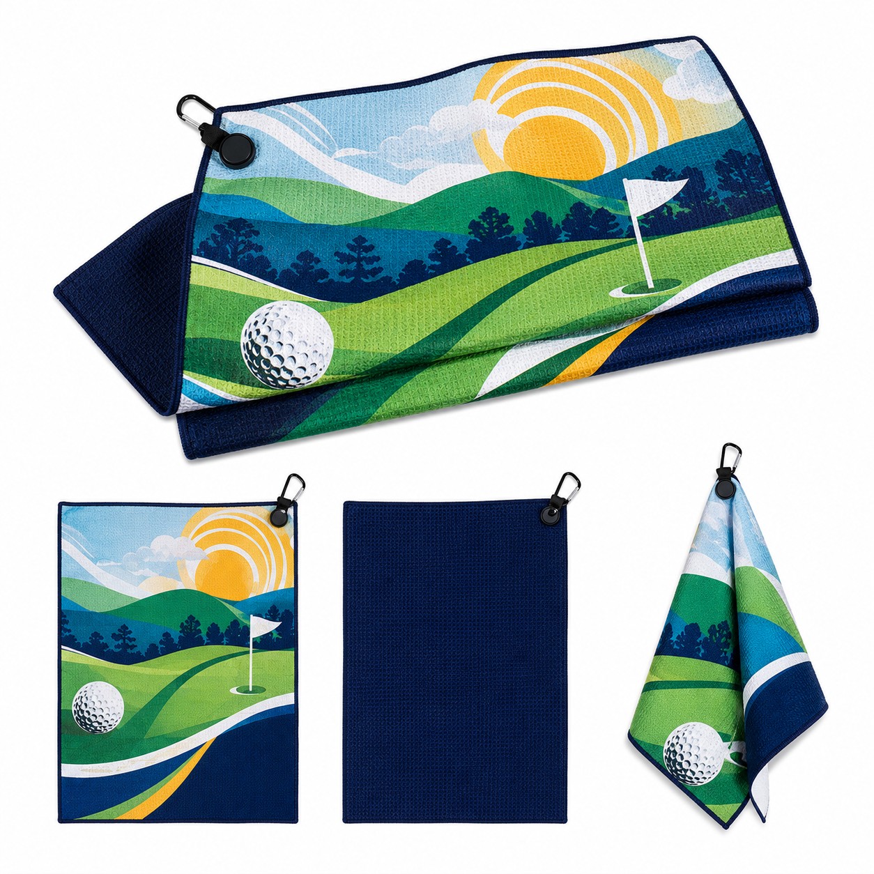 Waffle Polyester Magnetic Golf Towel