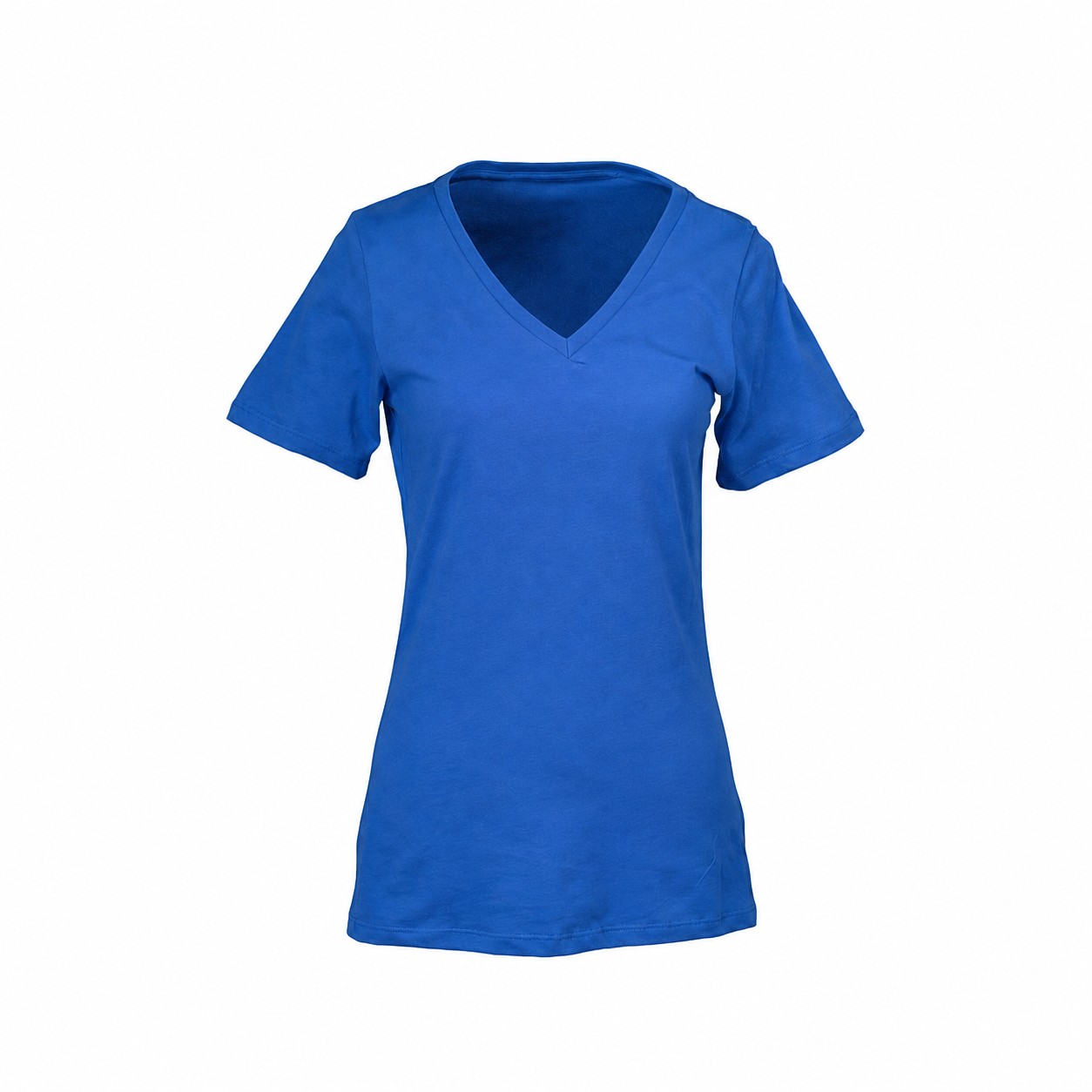 Ladies Ringspun Cotton V Neck Shirt — Blue