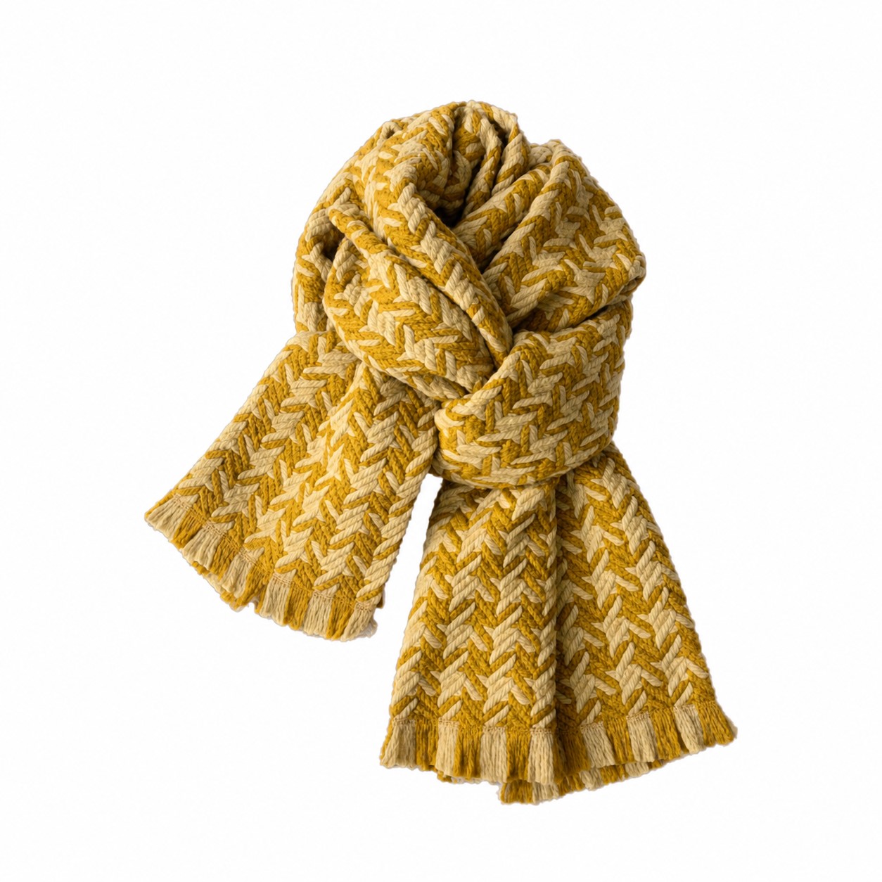 Braided Polyester Knitted Scarf — Gold
