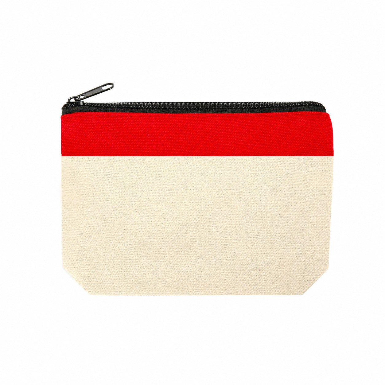 Cotton Canvas Zipper Pouch — Red