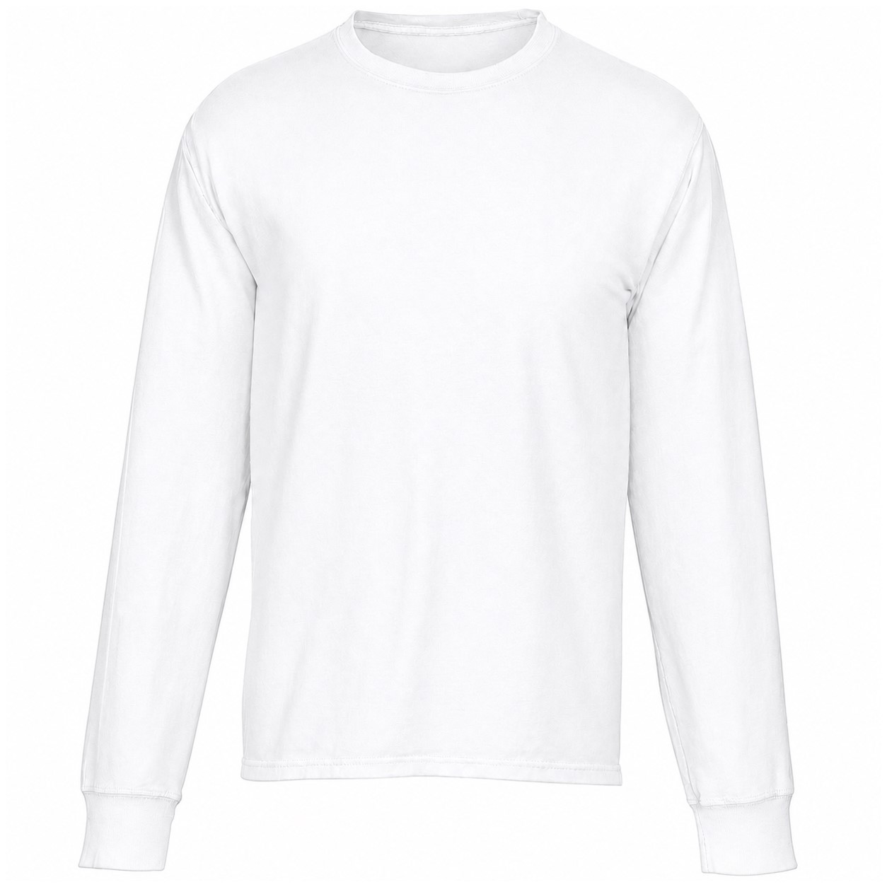 Garment Dyed Cotton Long Sleeve Tee — White
