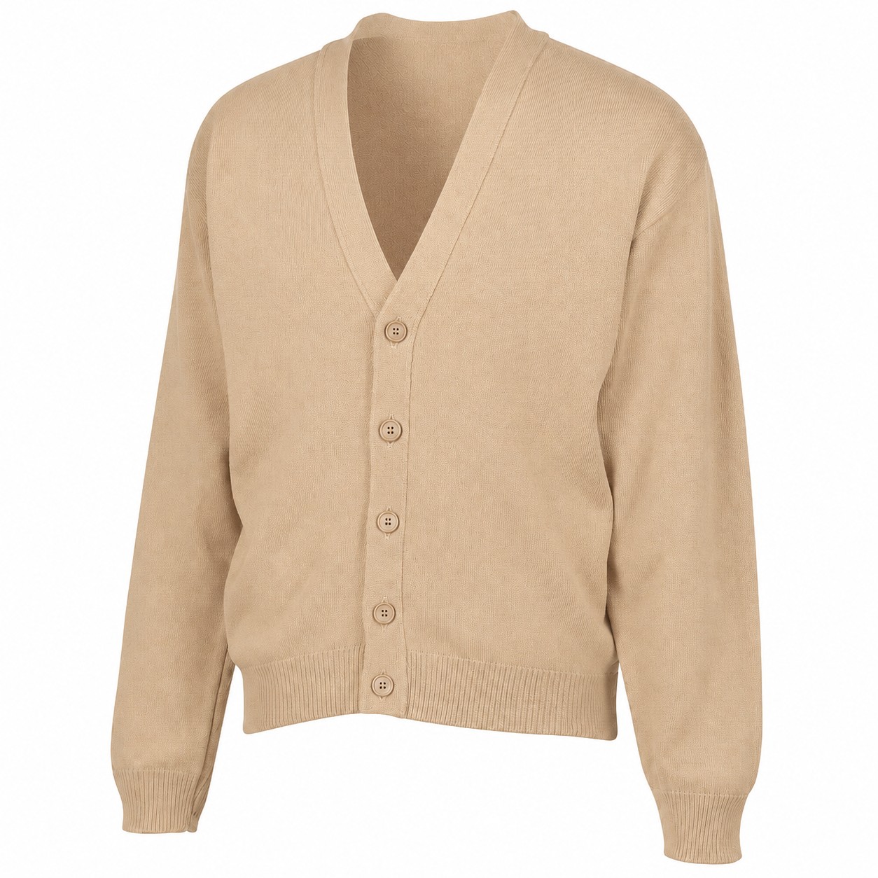 Men's Acrylic V Neck Cardigan — Tan Beige
