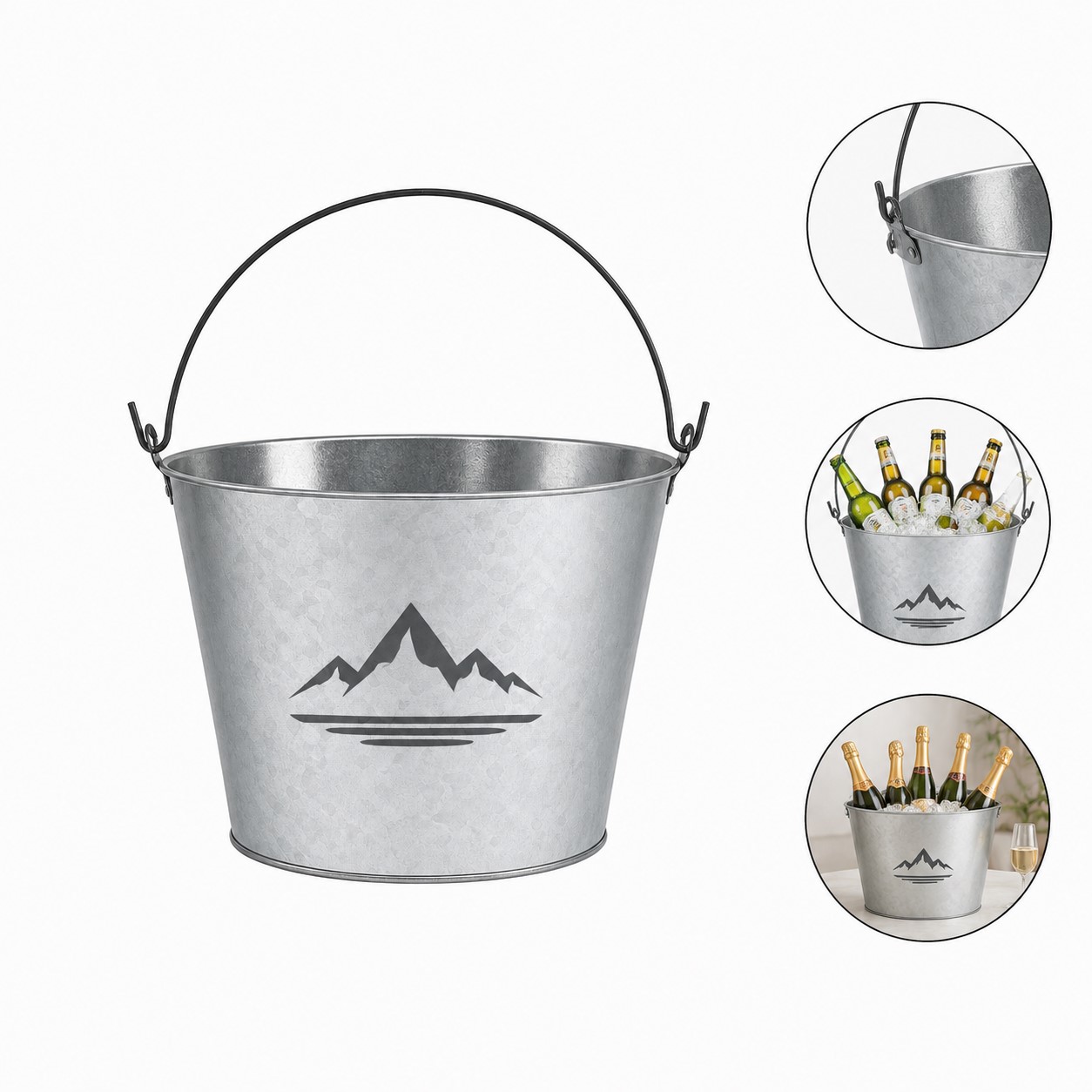 Large Polypropylene Ice Bucket With Swing Handle