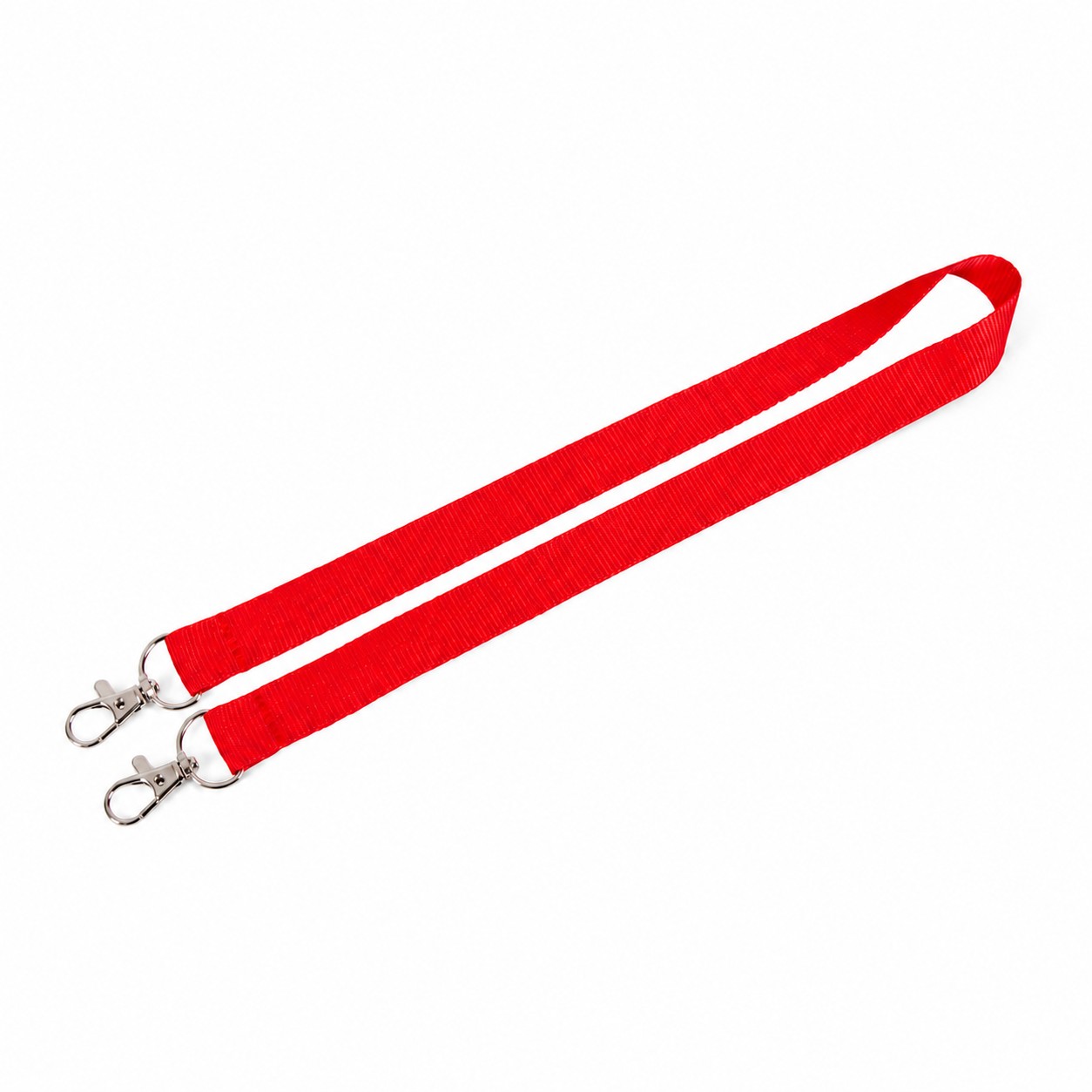 Polyester Dual Clip Lanyard — Red