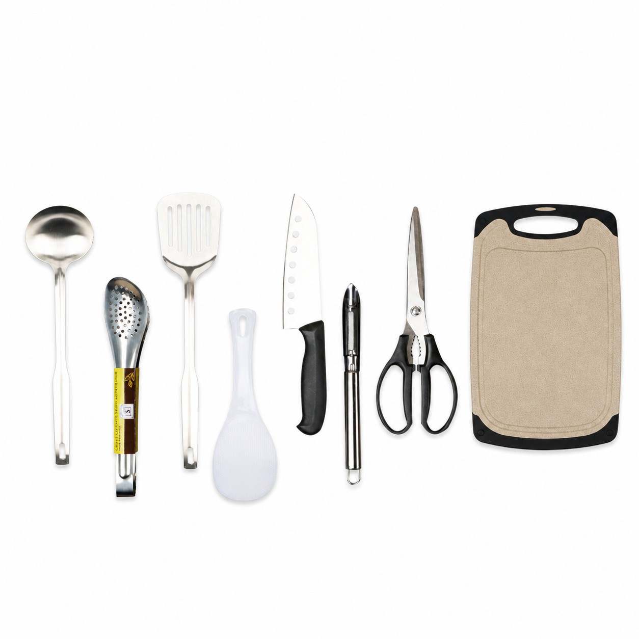 Eight Piece Camping Kitchenware Set — Khaki Beige