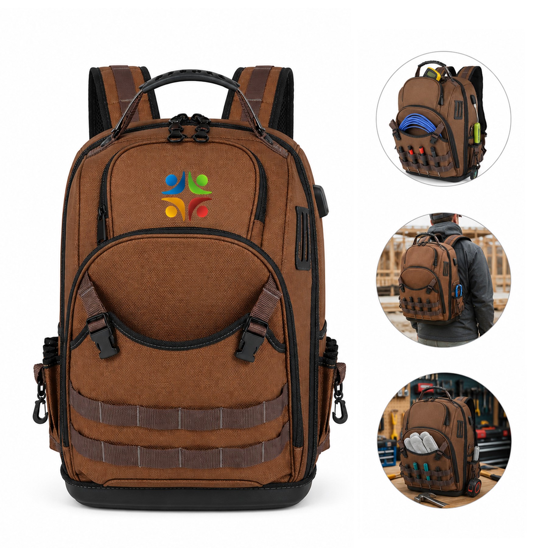Oxford Fabric Multi Compartment Tool Backpack