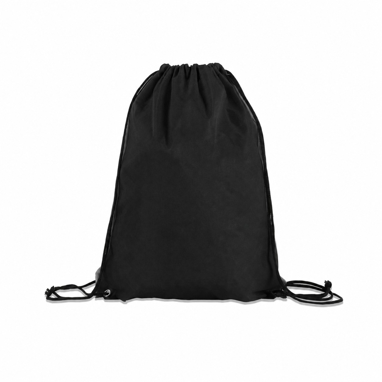 210D Polyester Drawstring Backpack With Adjustable Cords — Black