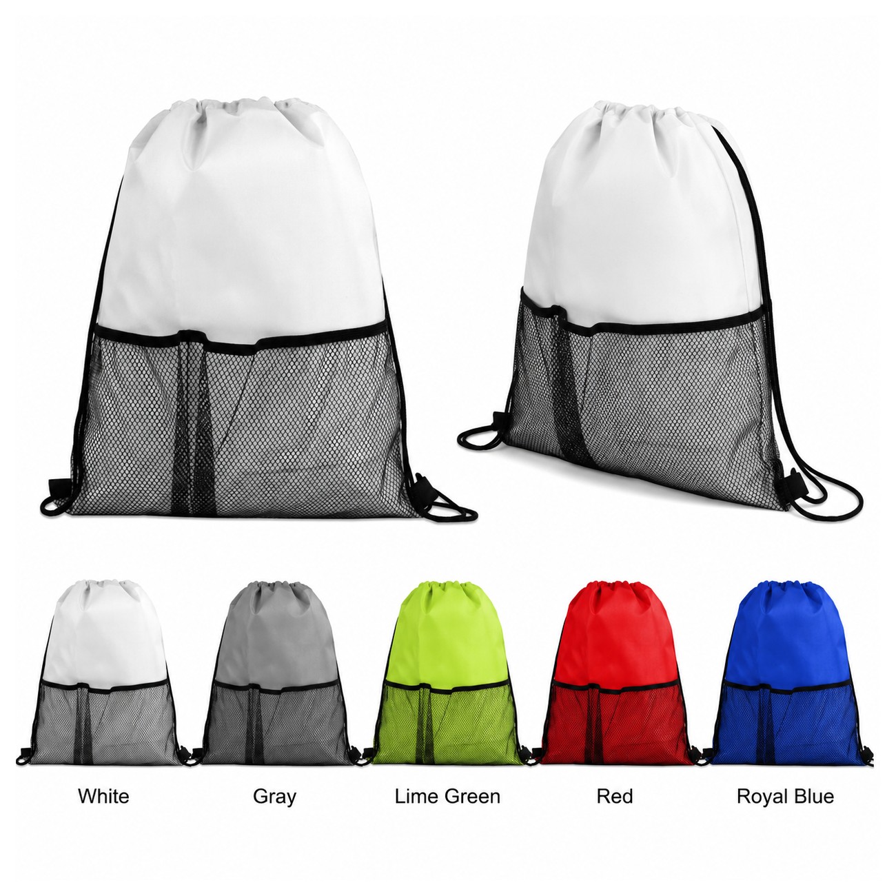 Mesh Pocket Drawstring Backpack