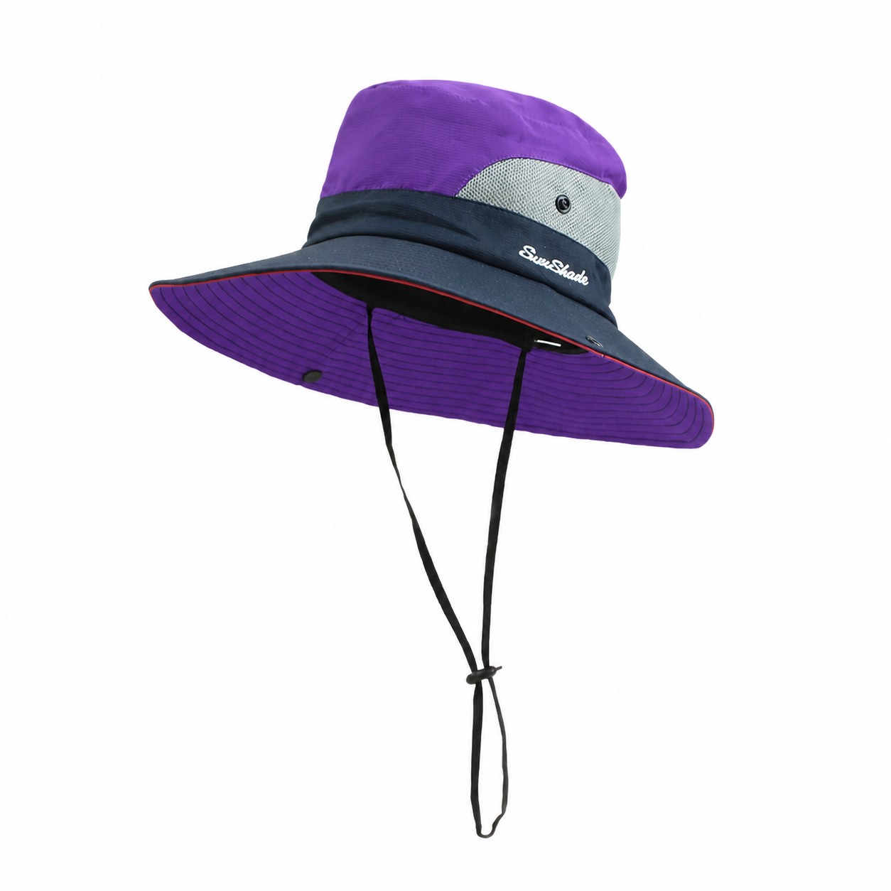 Mesh Band Polyester Sun Hat — Purple