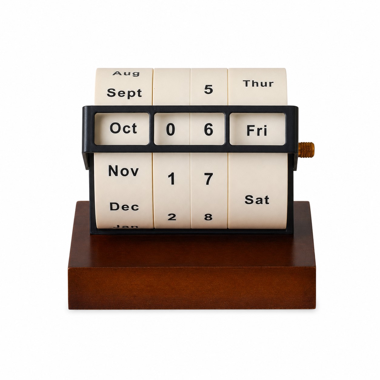 Rotating Wood Base Perpetual Desk Calendar — view 2
