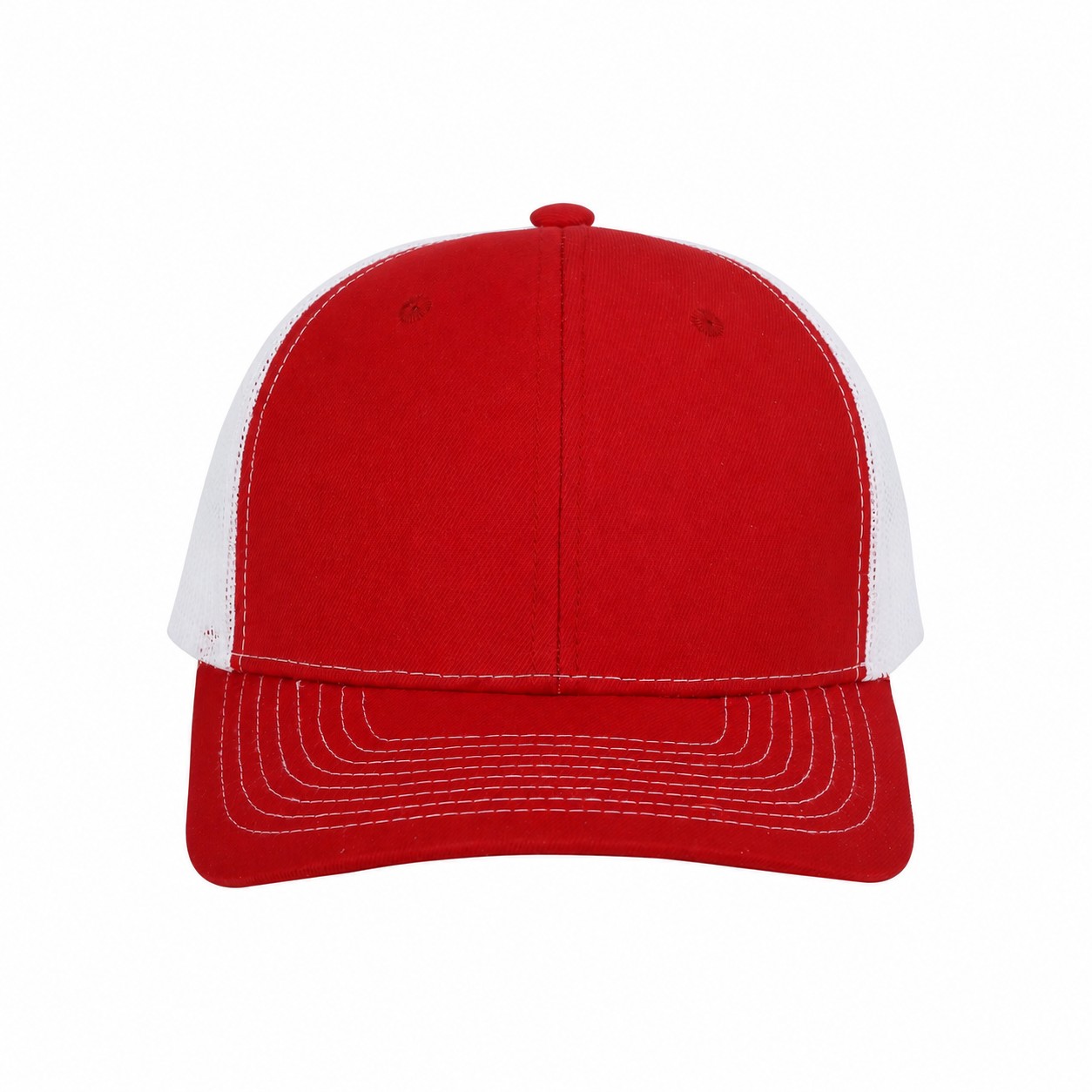 Cotton Adjustable Snapback Cap — Red/White