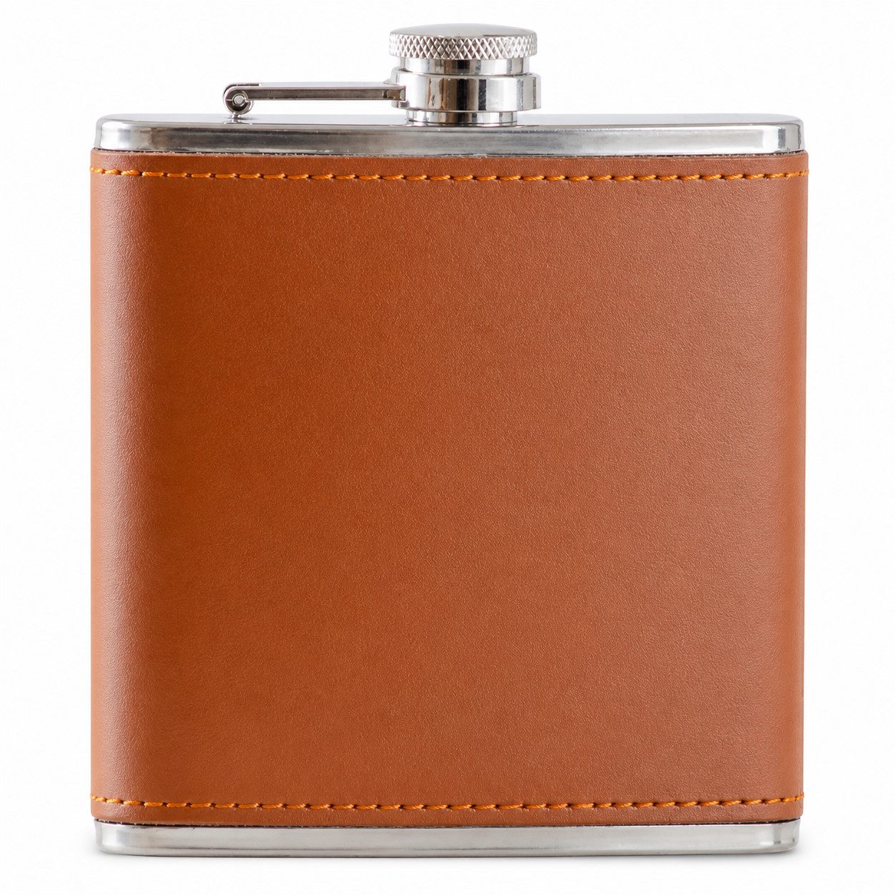 Stitched Leather Stainless Steel Hip Flask — view 2