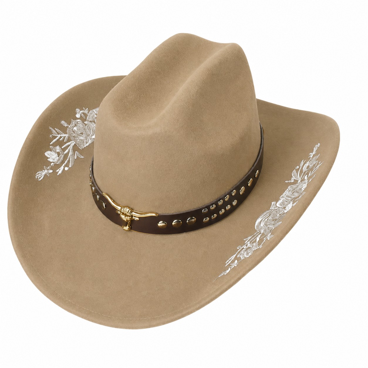 Polyester Western Cowboy Hat — Khaki Beige