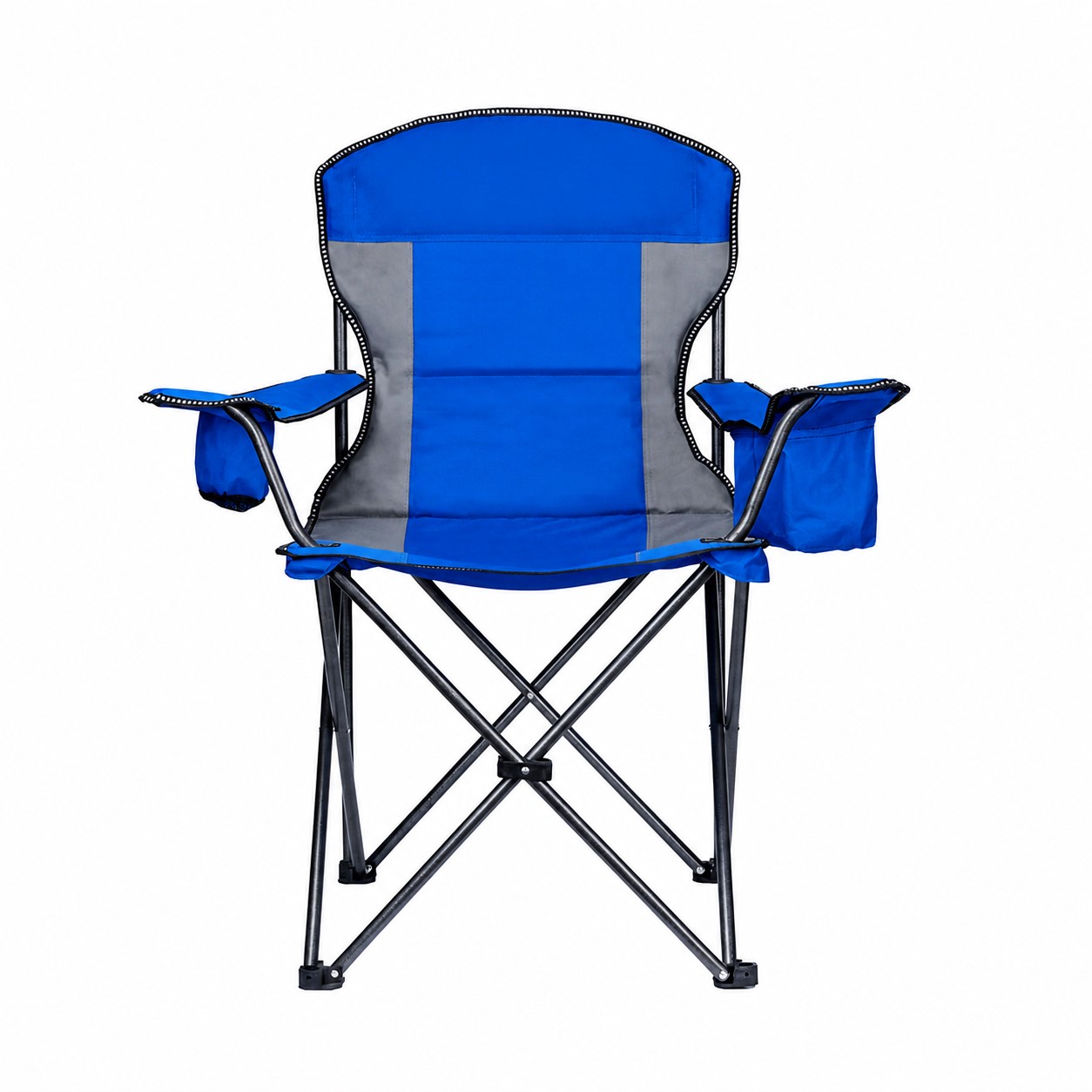 Cooler Pouch Folding Camp Chair — Blue