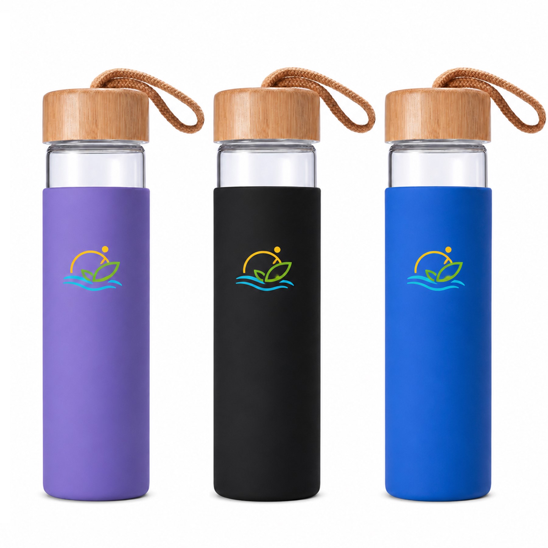 Sleeved Borosilicate Glass Bottle With Carry Cord