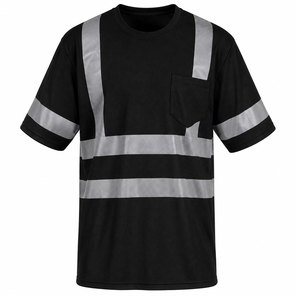 High Visibility Polyester Pocket Tee — Black