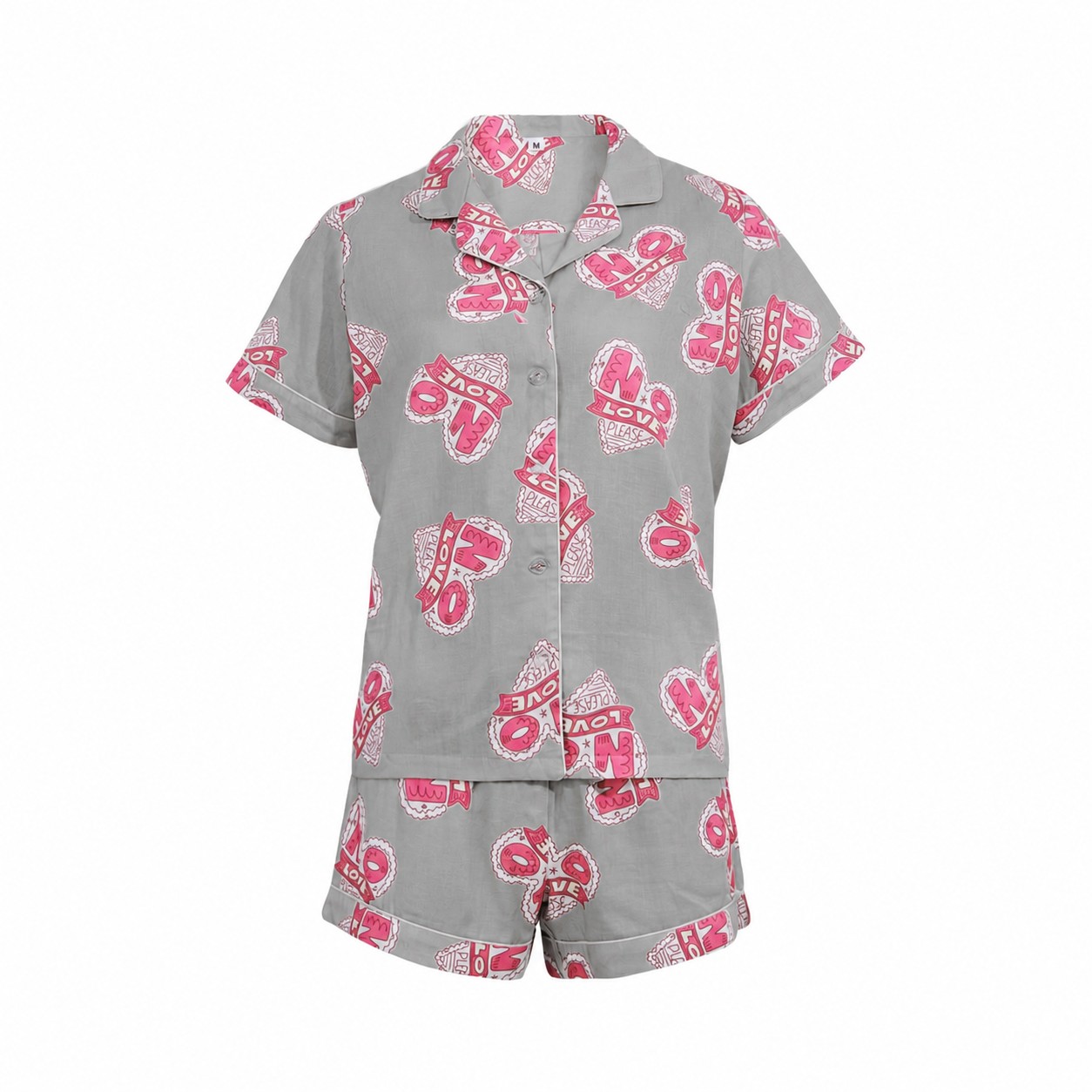 Cotton Pajama Shorts Set — Gray