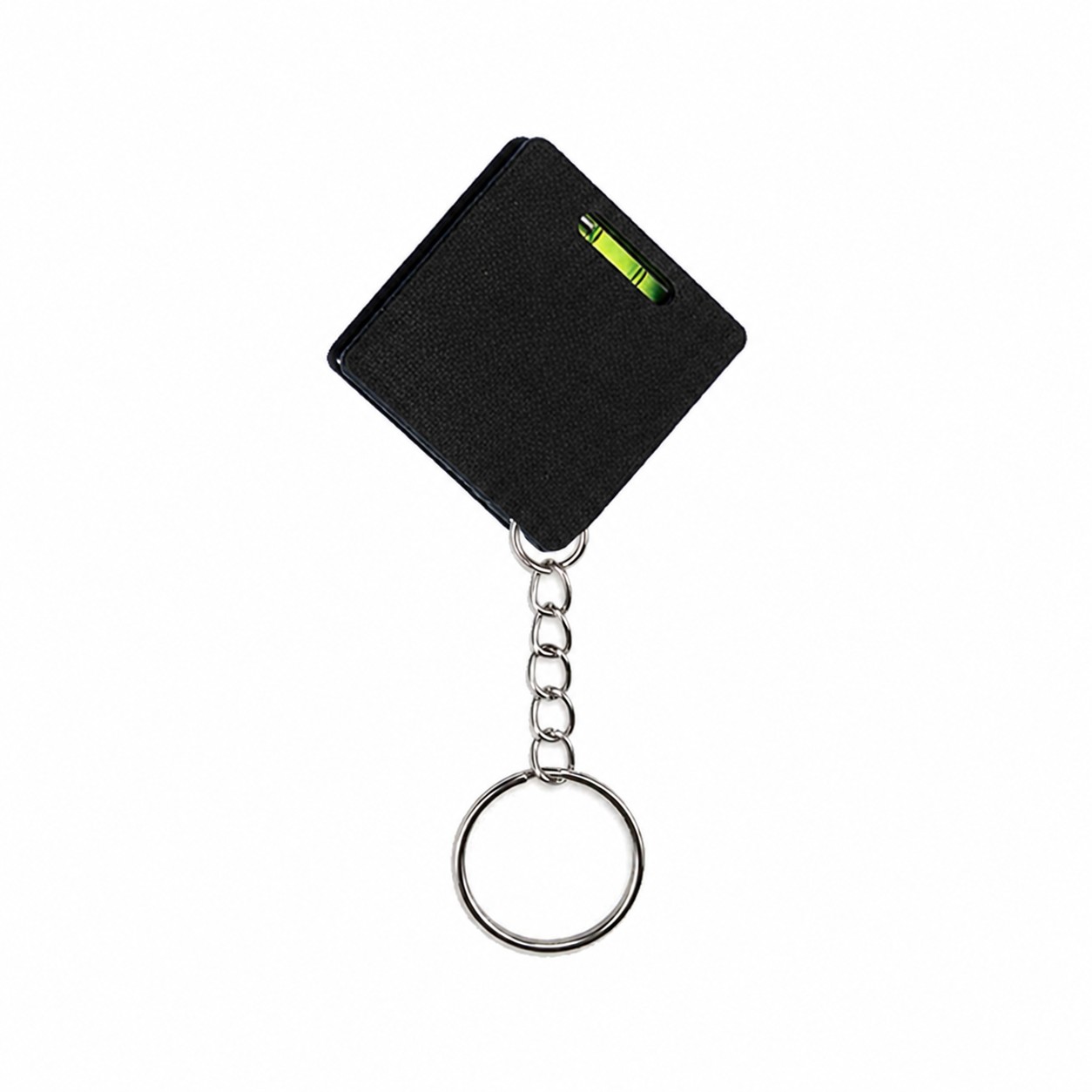Square Tape Measure Level Keychain — Black