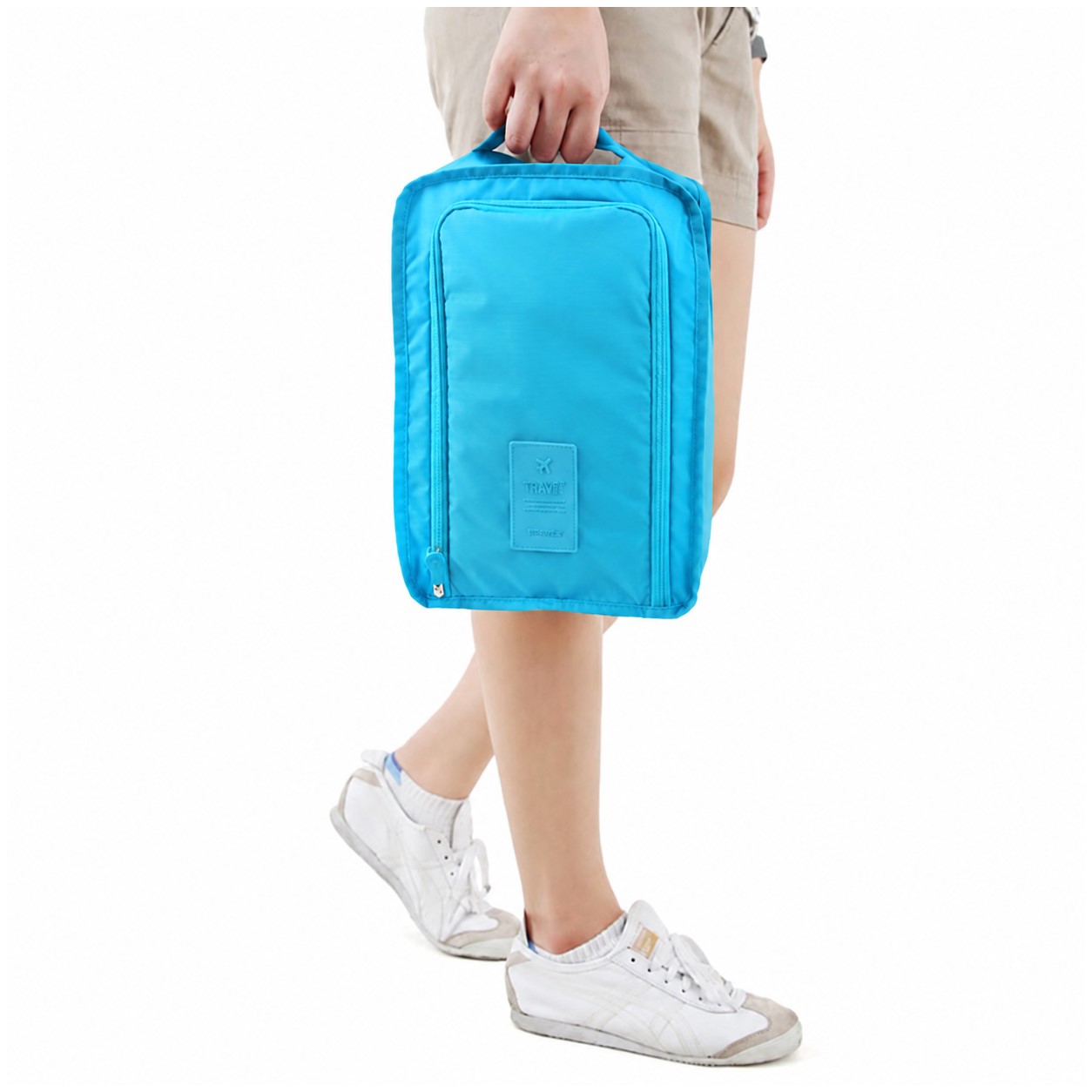 Oxford Foldable Shoe Bag — Cyan Blue