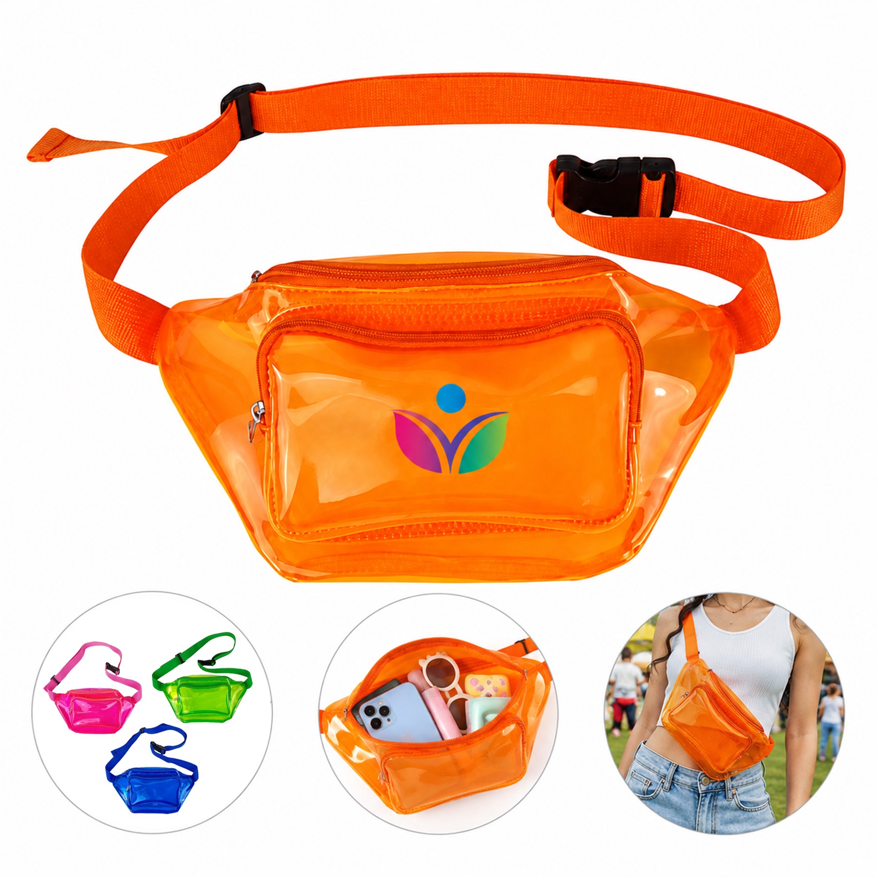 Transparent PVC Dual Zip Fitness Waist Bag