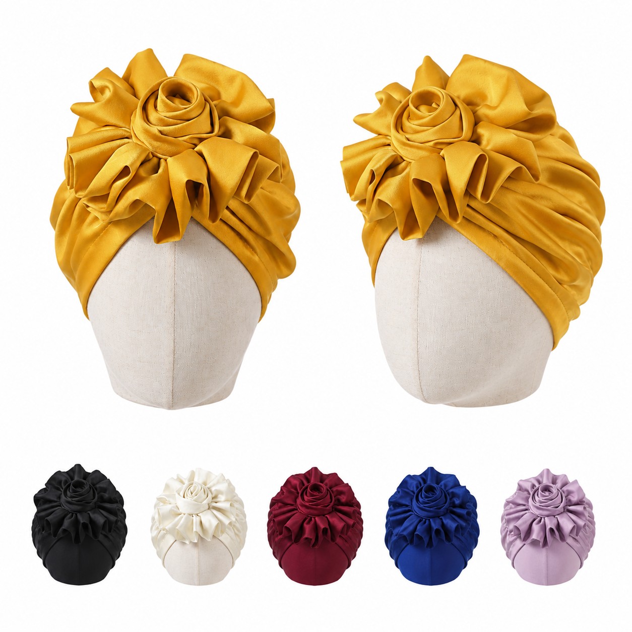 Blended Fiber Rosette Turban Hat