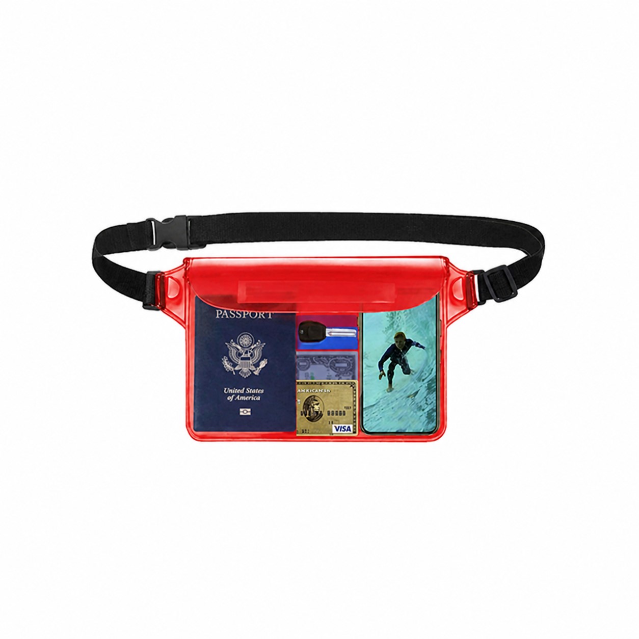 Waterproof PVC Waist Phone Bag — Red