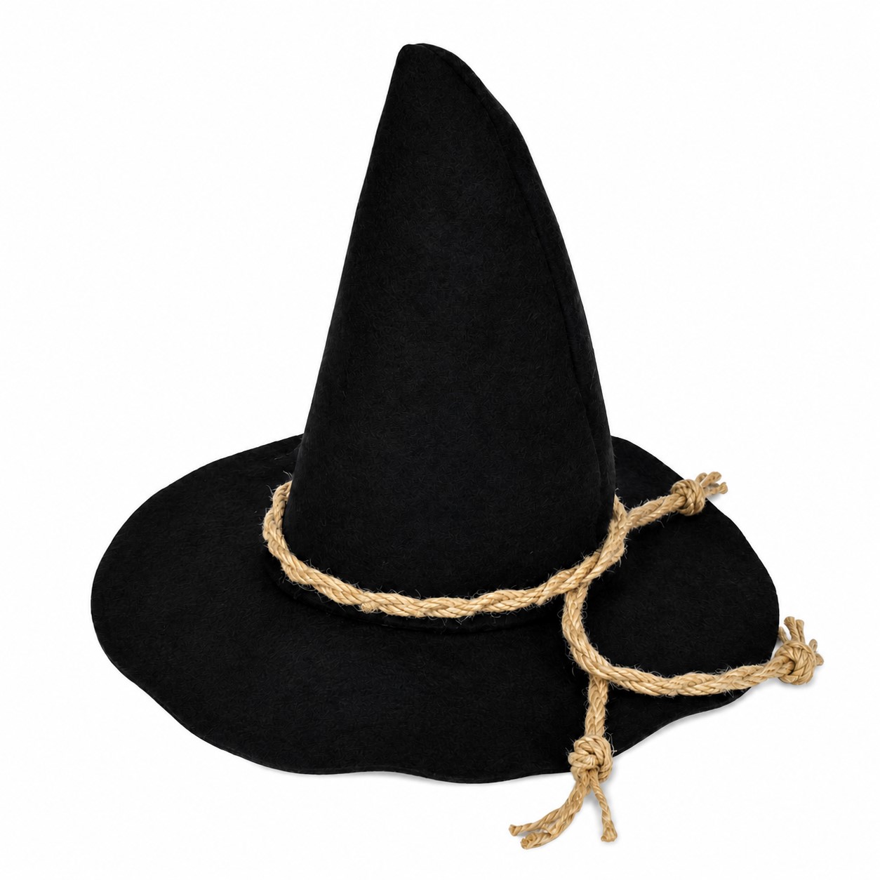 Wool Rope Band Witch Hat — Black