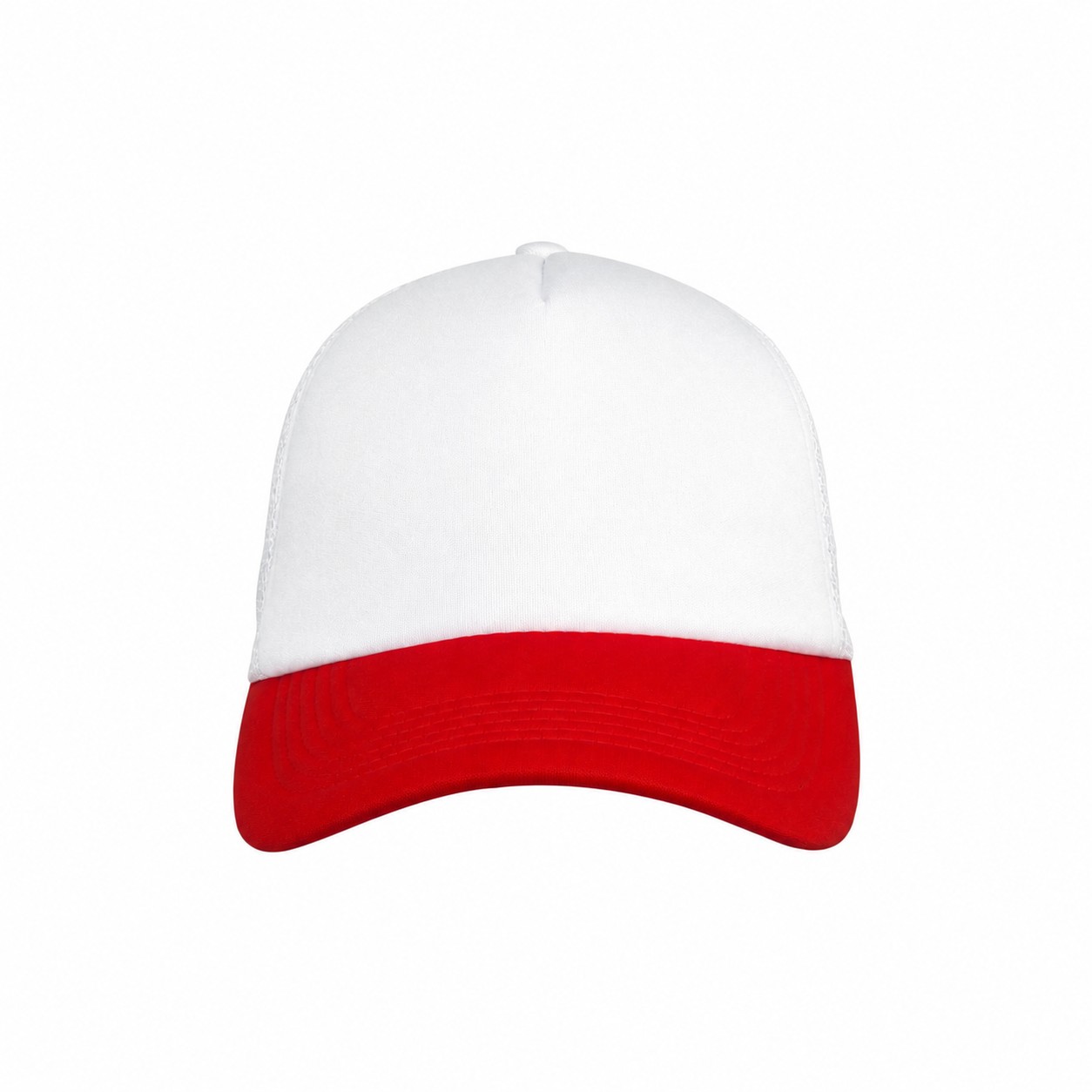 22.8-Inch Five-Panel Foam Trucker Cap — White/Red