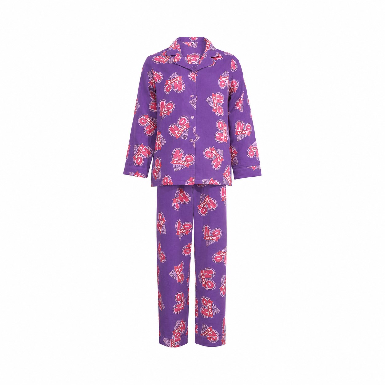 Unisex Cotton Long-Sleeve Pajama Set — Purple