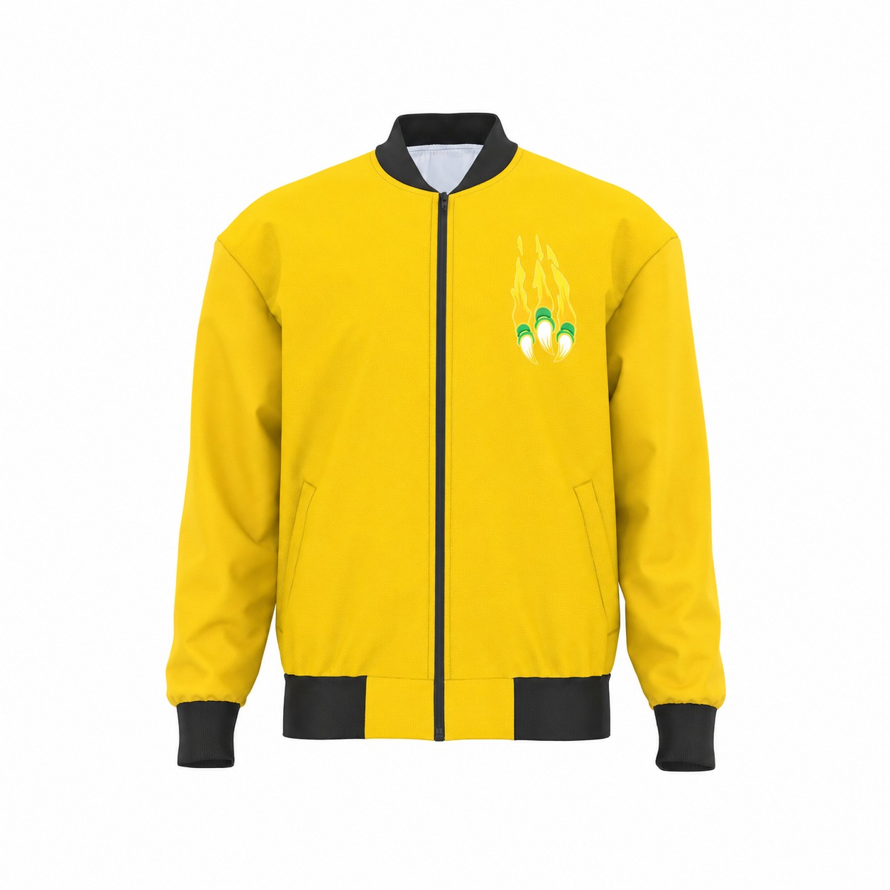 Polyester Smooth Surface Bomber Jacket — Yellow